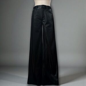 Alice + Olivia Trish Shiny Vegan Leather Baggy Wide Leg Pants Black